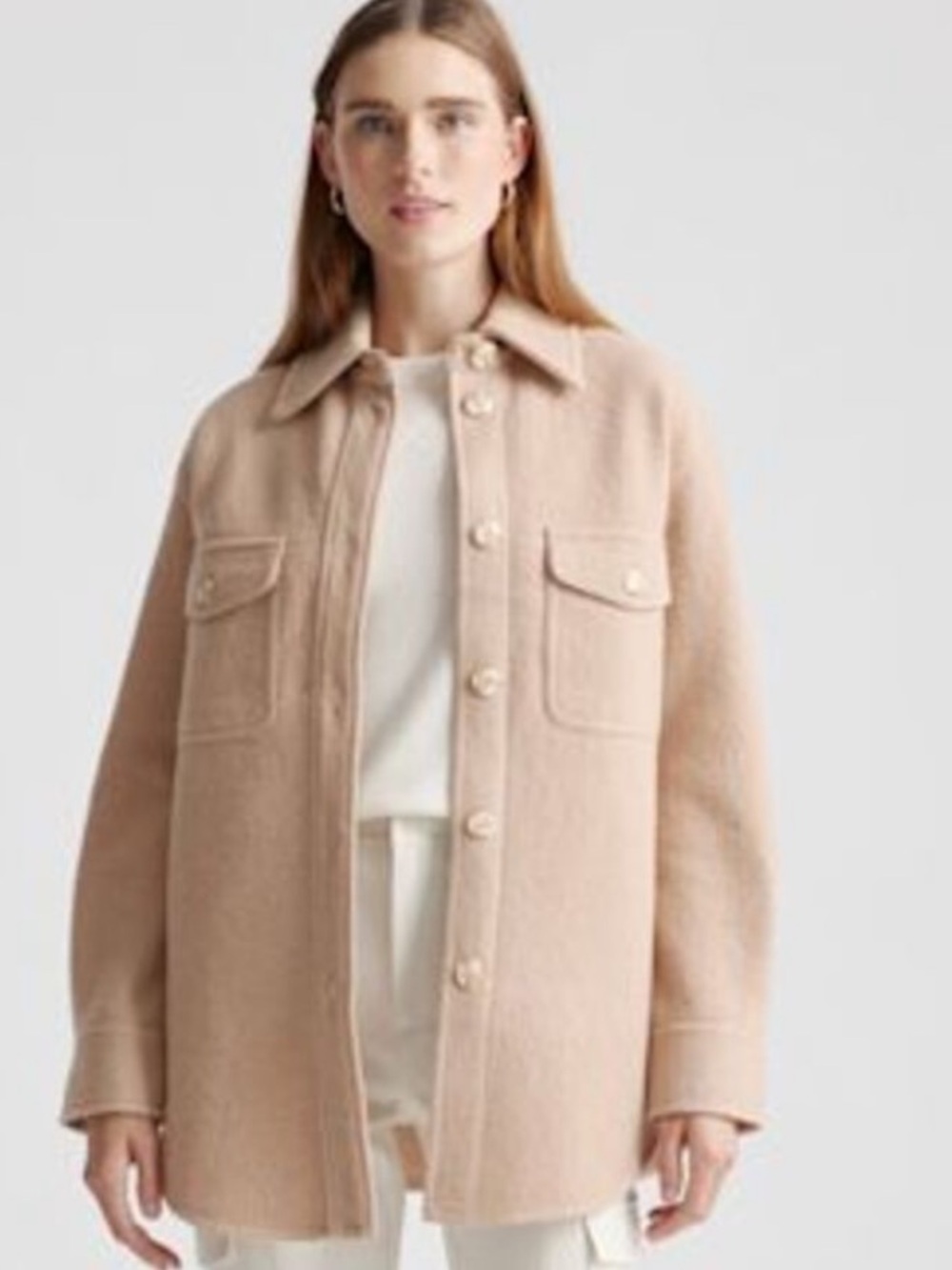 Quince Merino Wool Shirt Jacket Camel Tan Size medium